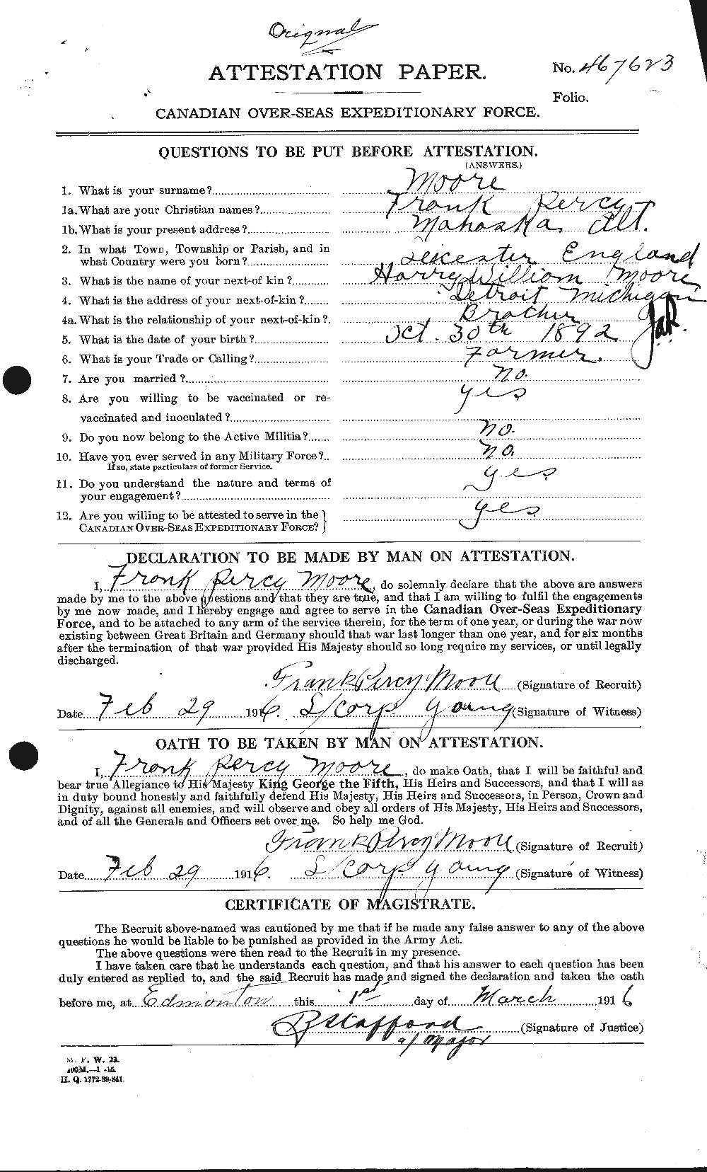 Personnel Records of the First World War - CEF 506709a