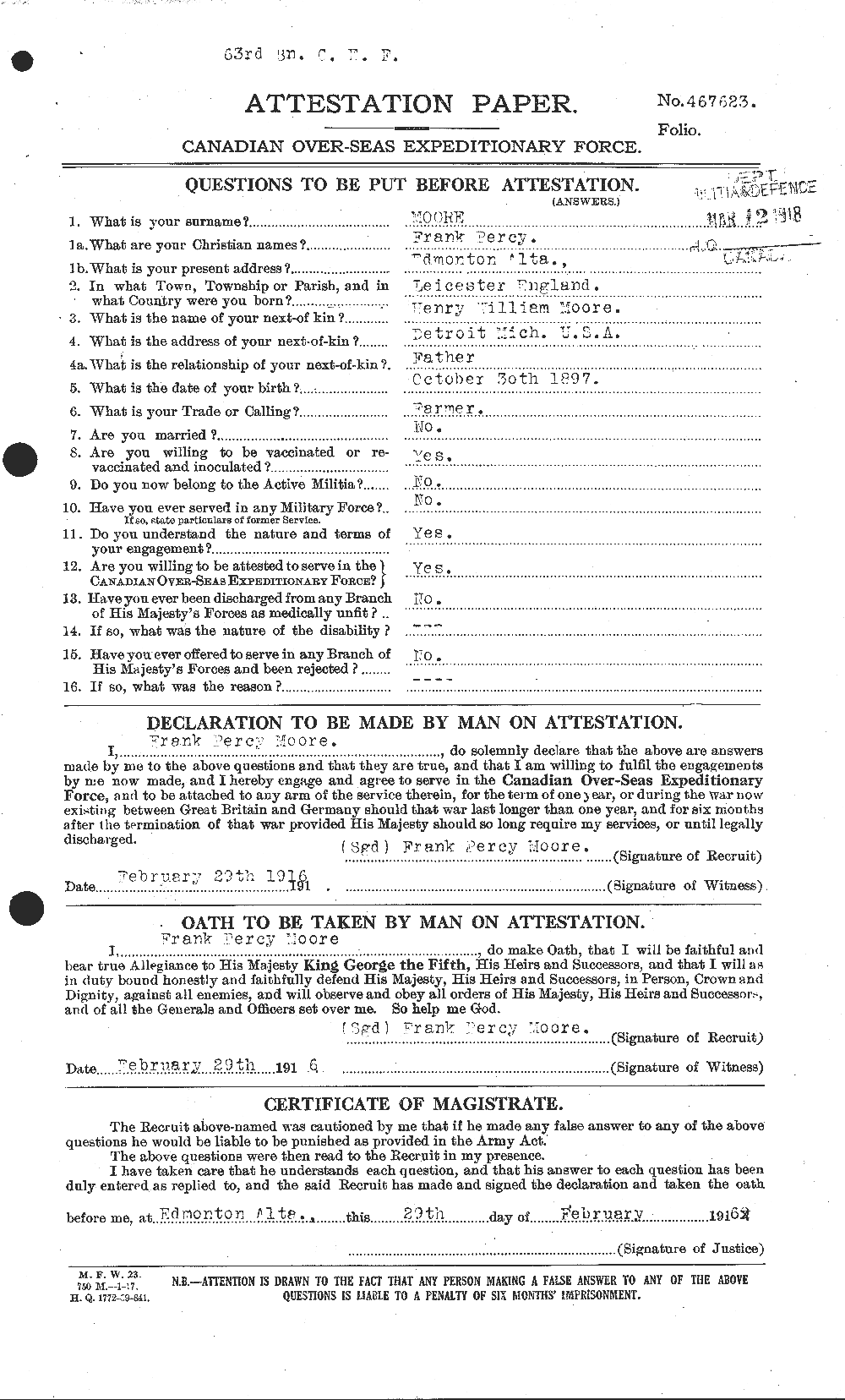 Personnel Records of the First World War - CEF 506710a