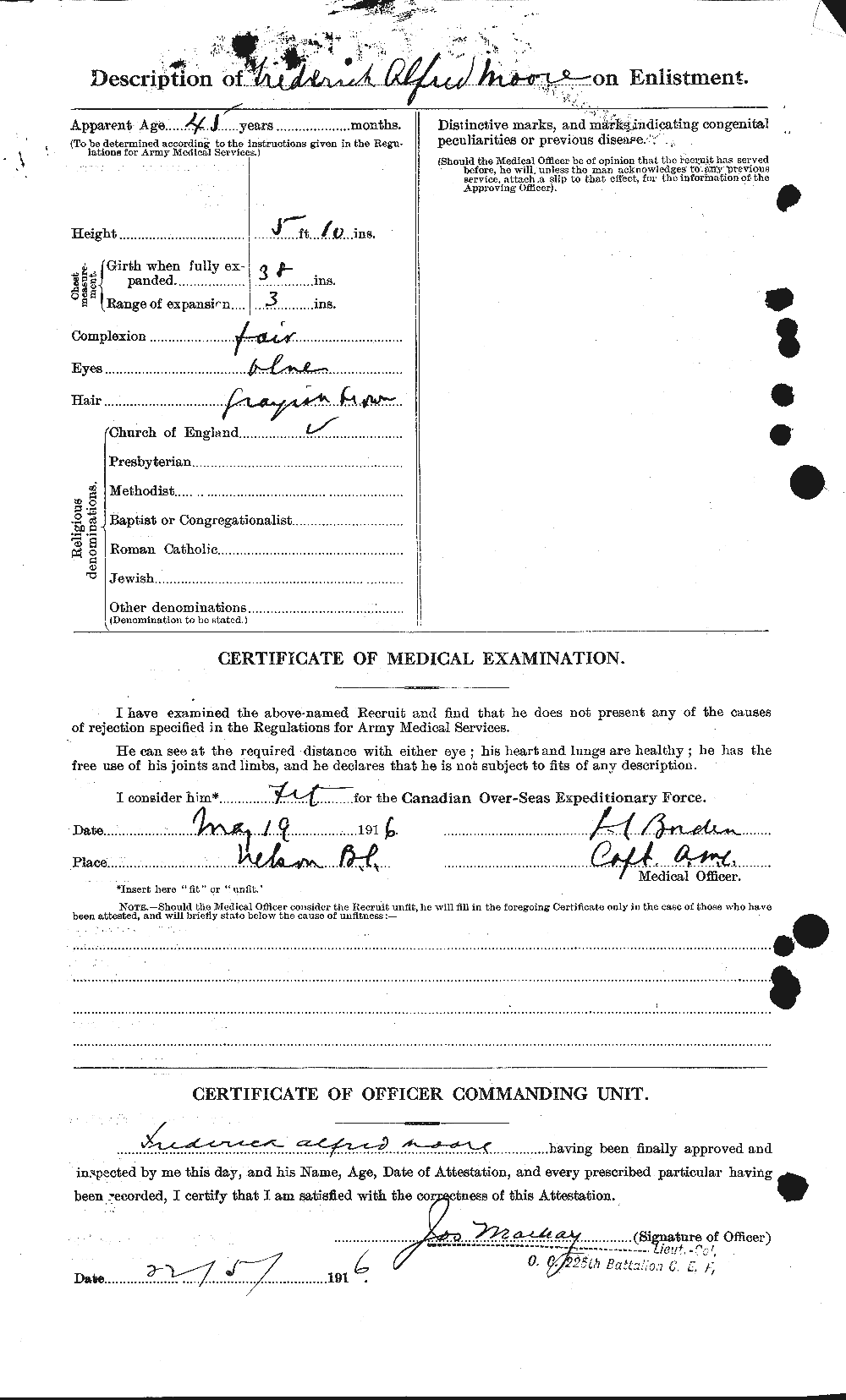 Dossiers du Personnel de la Première Guerre mondiale - CEC 506739b