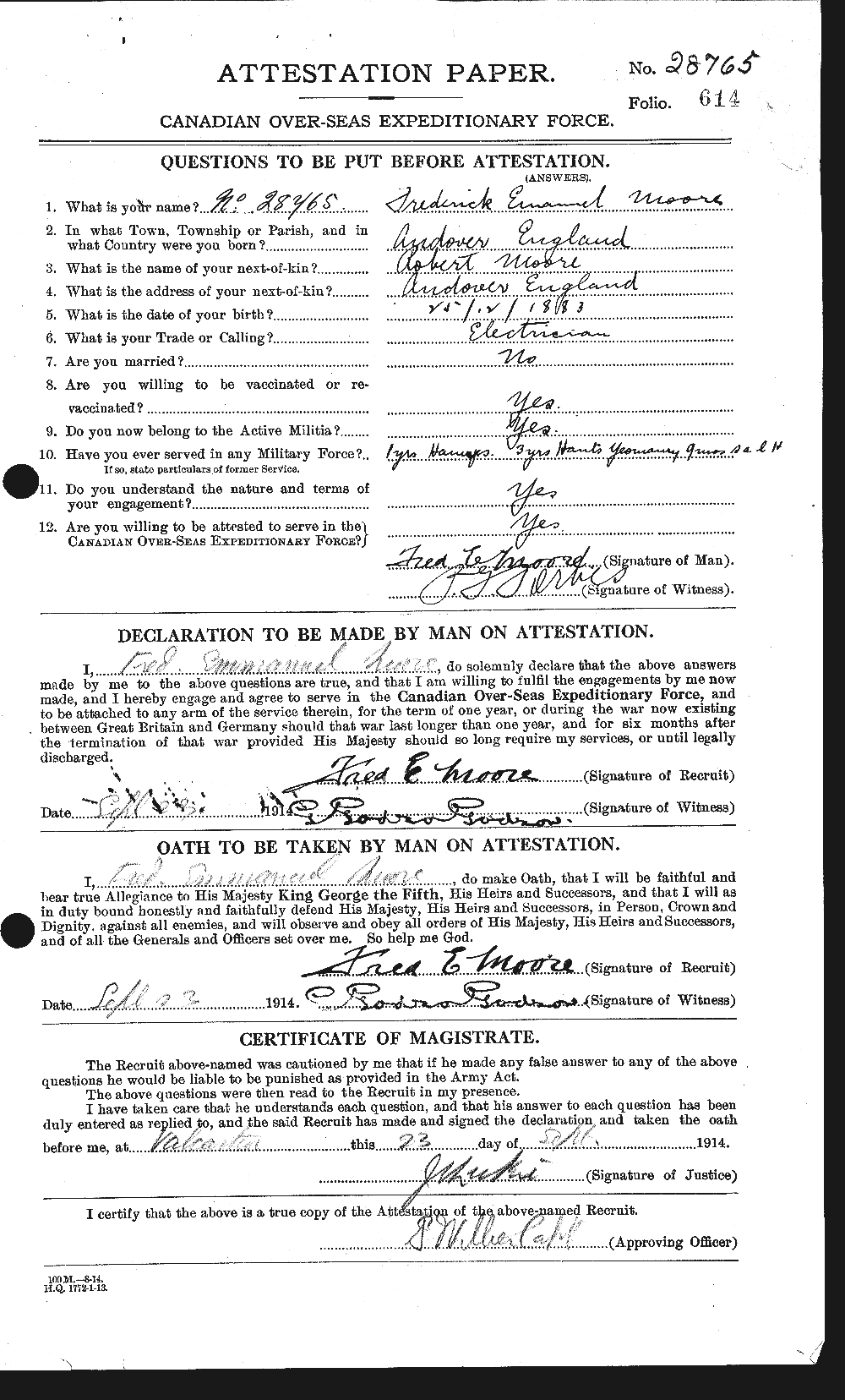 Personnel Records of the First World War - CEF 506746a