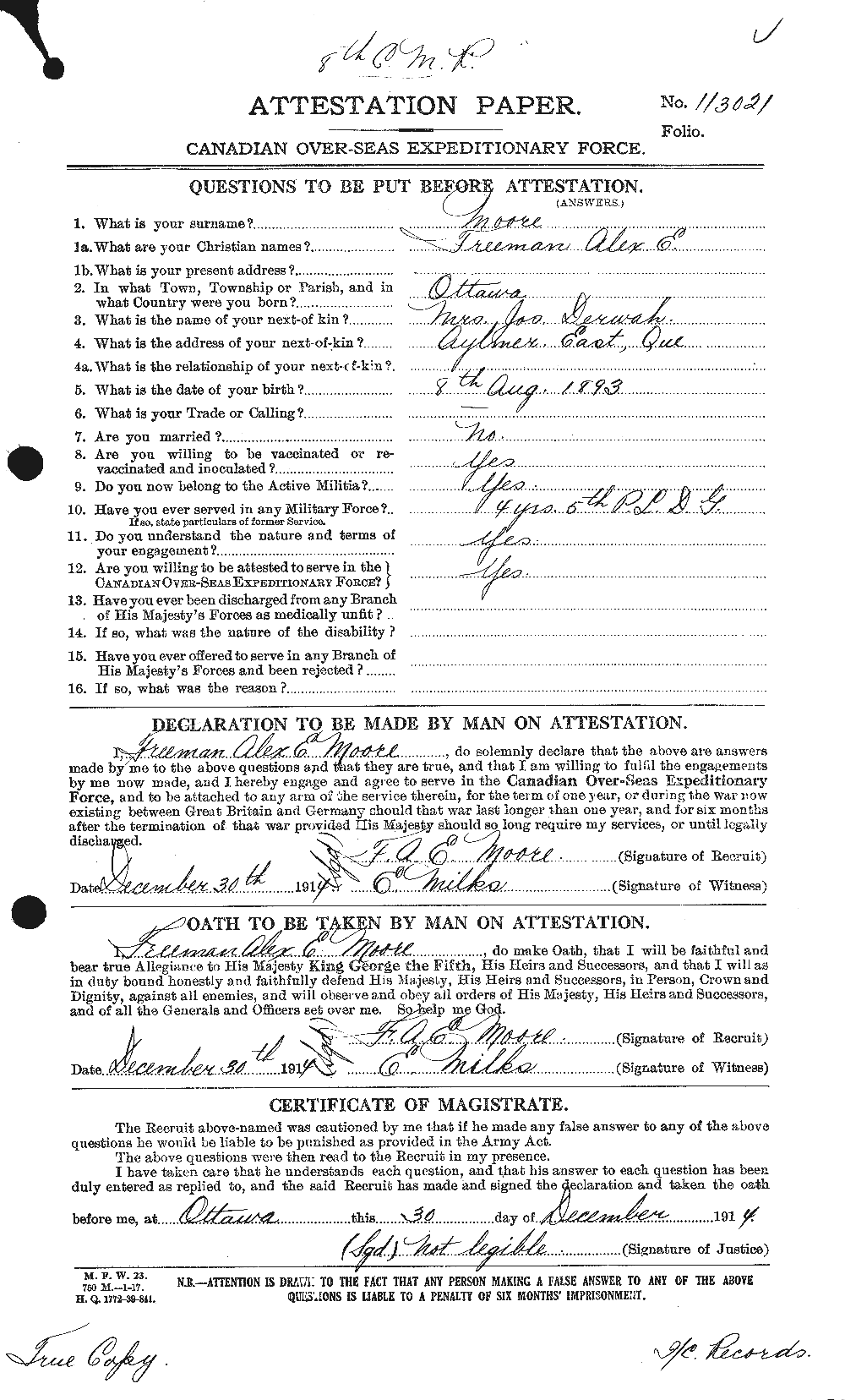 Personnel Records of the First World War - CEF 506764a