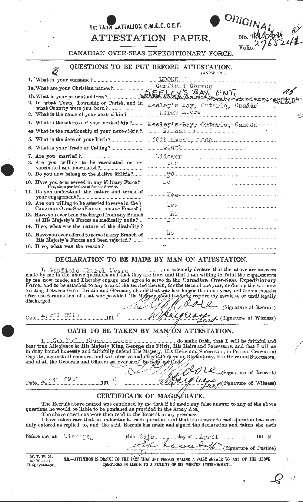 Personnel Records of the First World War - CEF 506766a