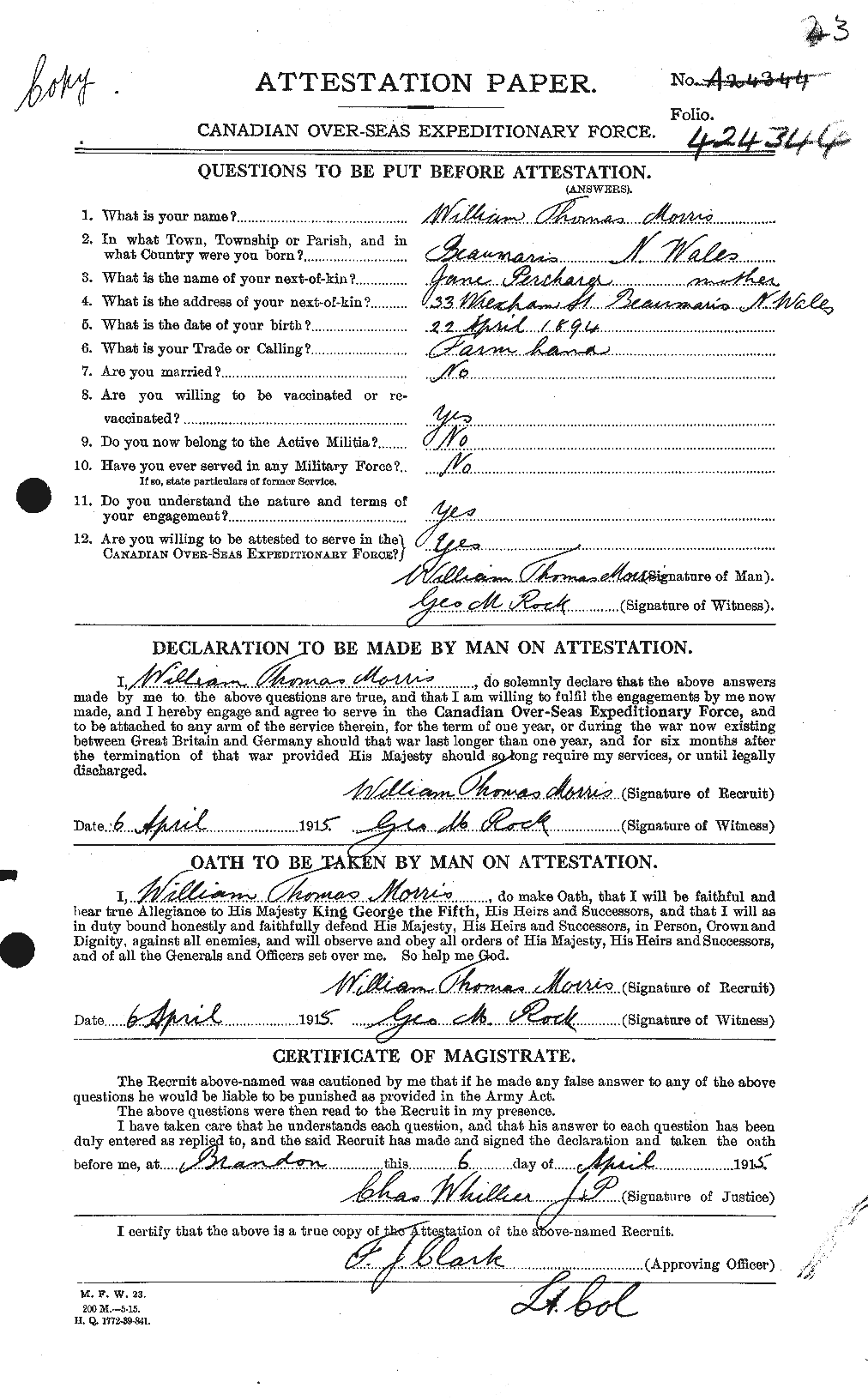 Personnel Records of the First World War - CEF 508835a