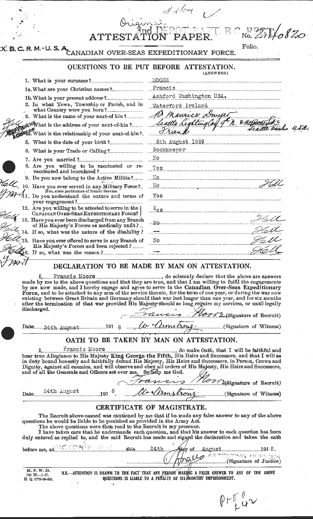 Personnel Records of the First World War - CEF 509613a