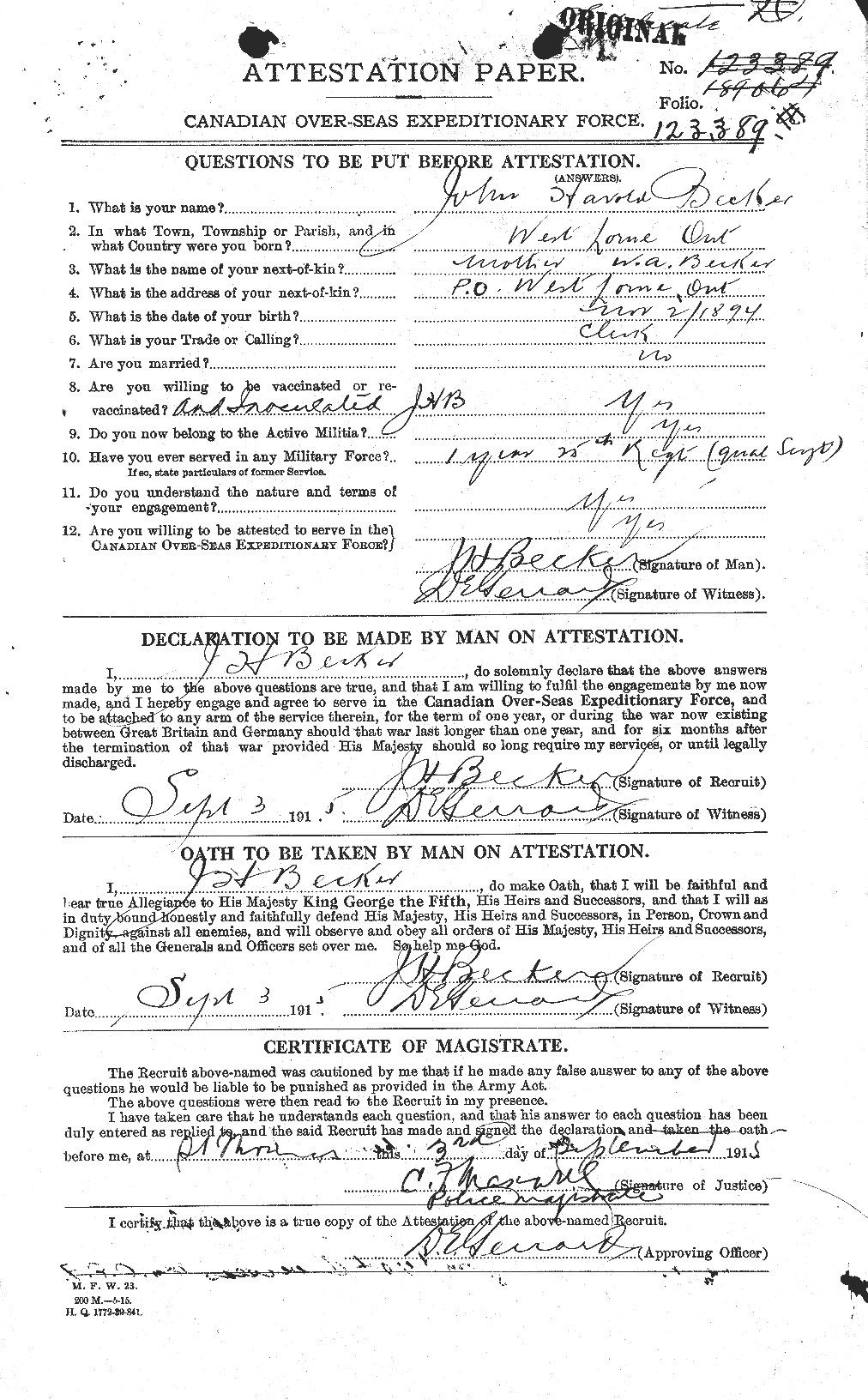Personnel Records of the First World War - CEF 509803a