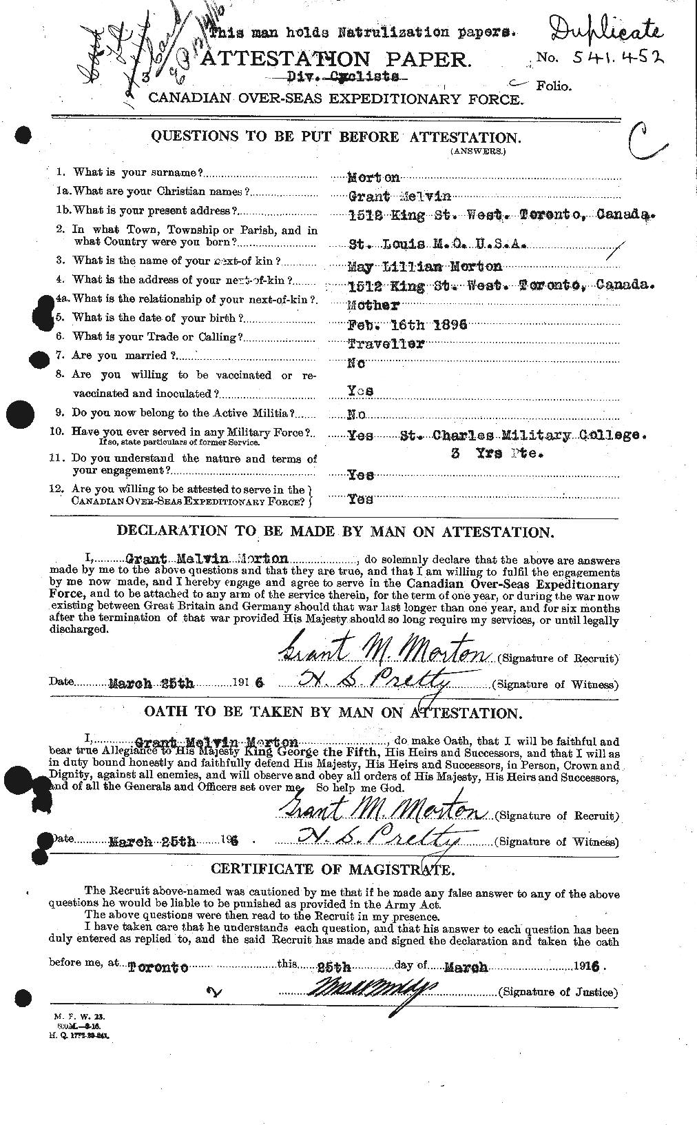 Personnel Records of the First World War - CEF 509850a