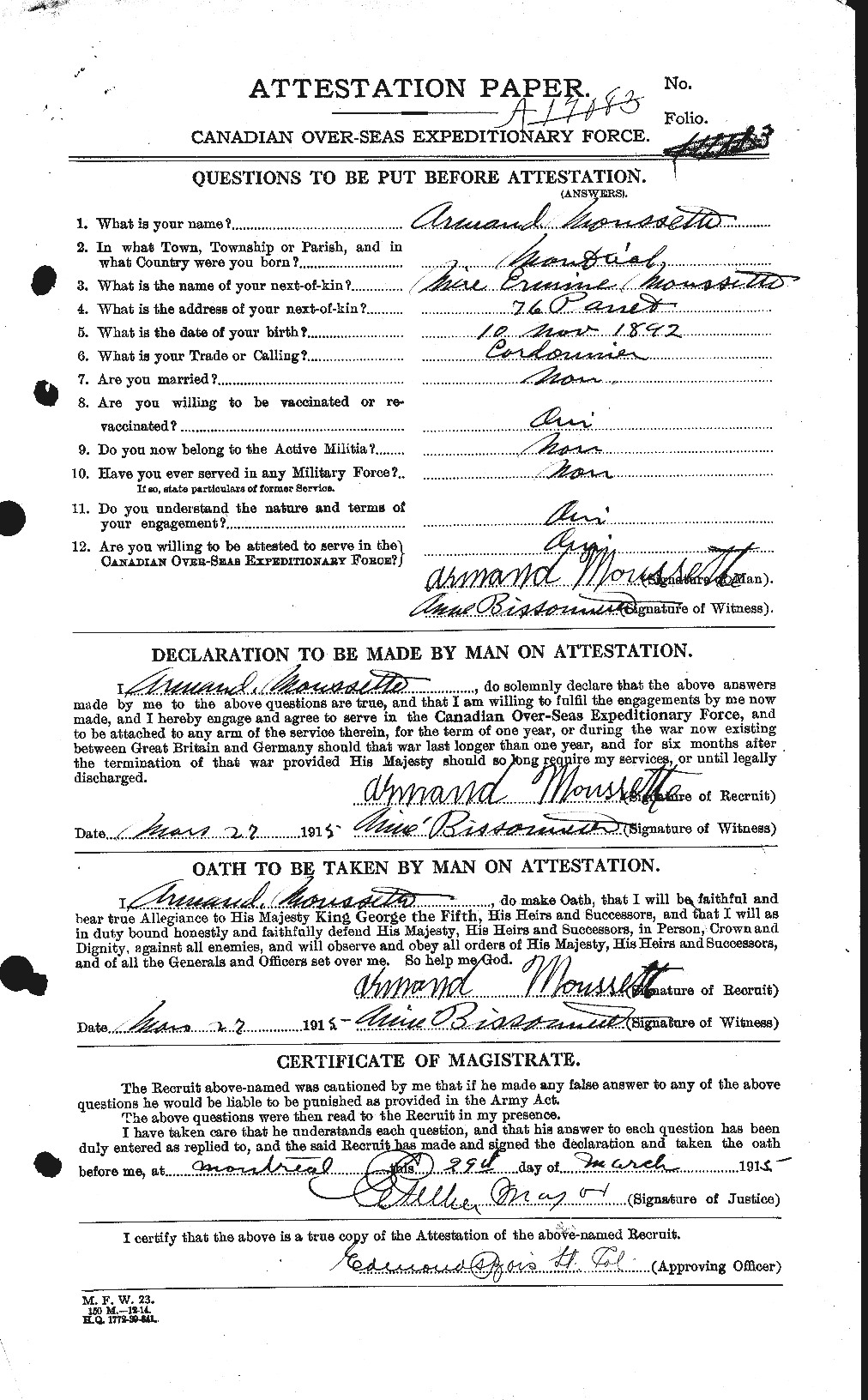 Personnel Records of the First World War - CEF 510385a