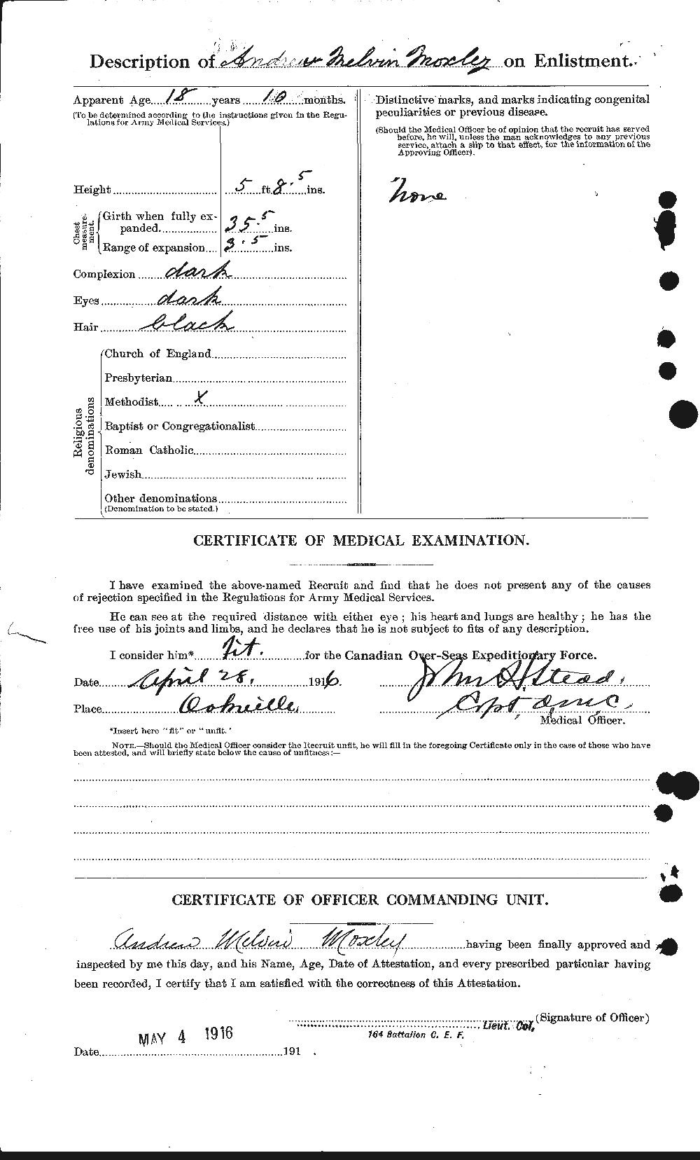 Dossiers du Personnel de la Première Guerre mondiale - CEC 510586b