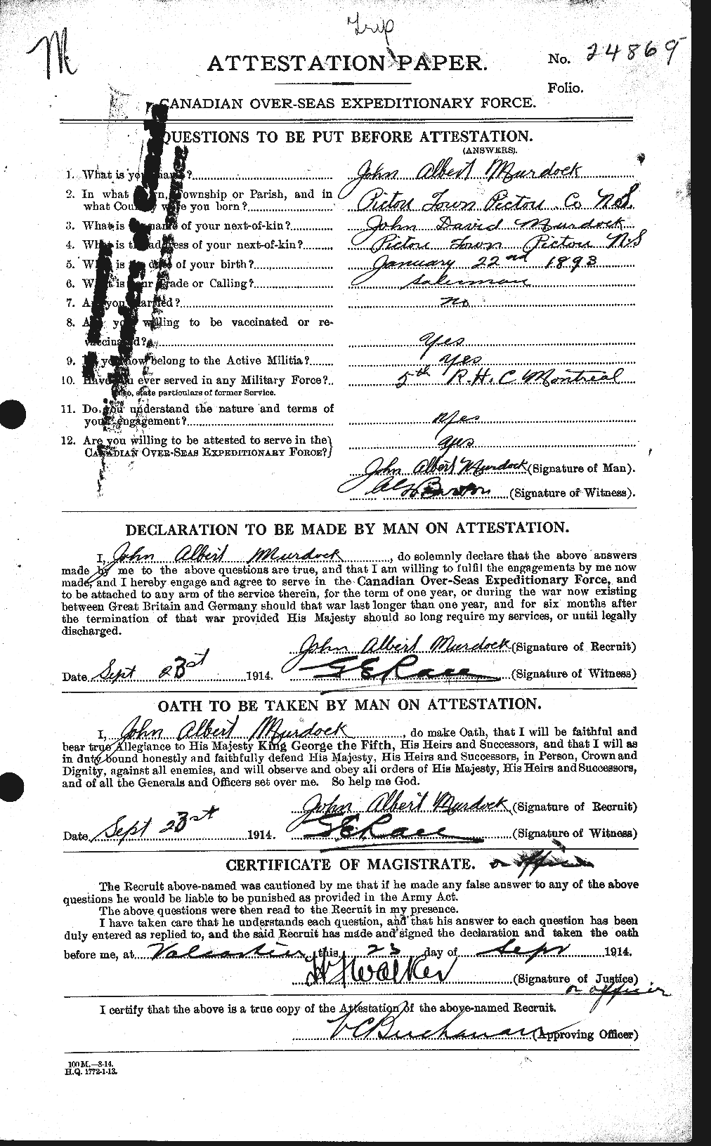 Personnel Records of the First World War - CEF 510939a