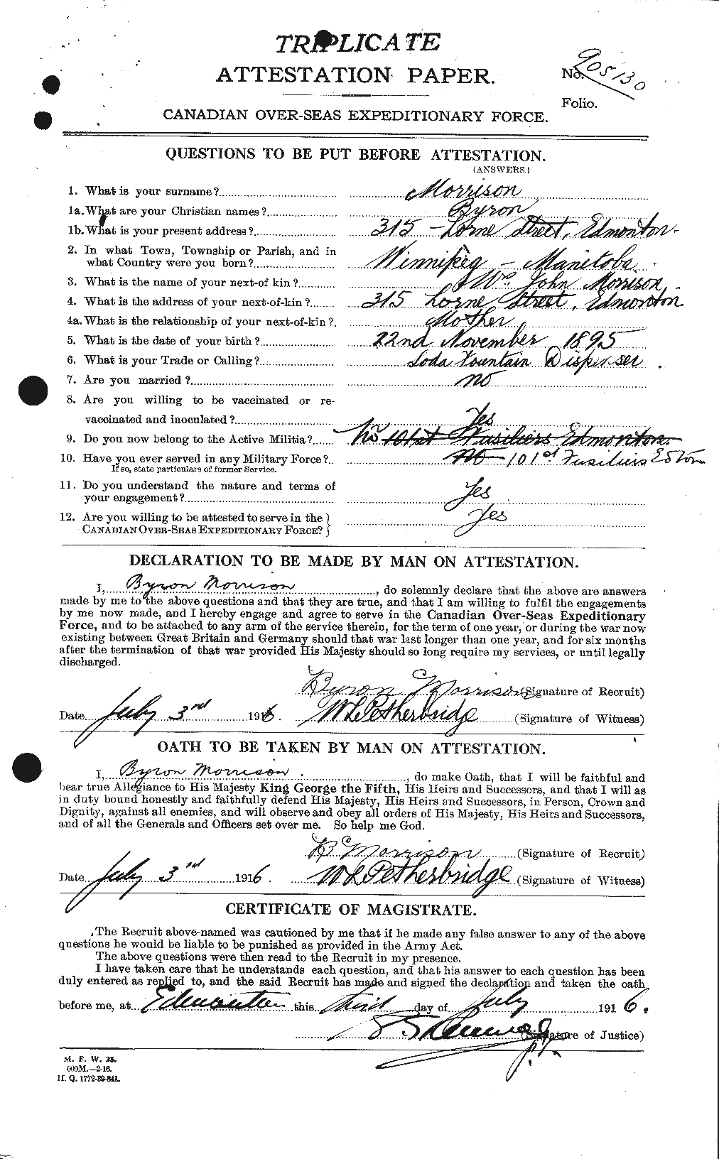 Personnel Records of the First World War - CEF 511091a