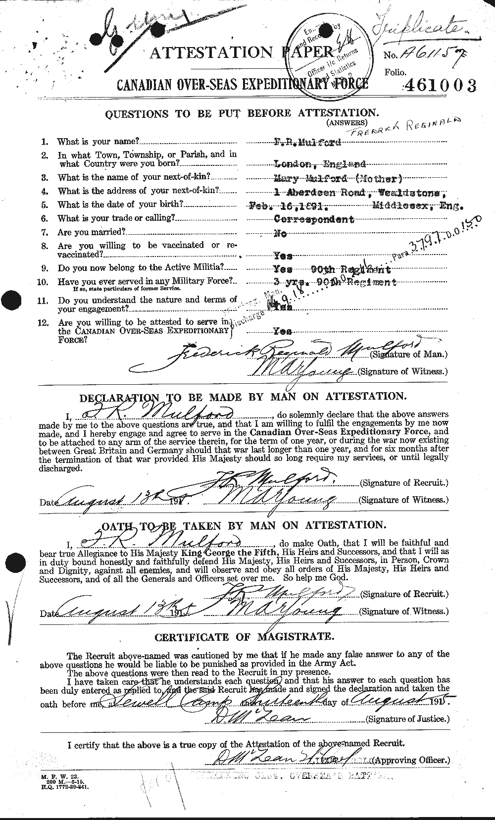 Personnel Records of the First World War - CEF 511500a