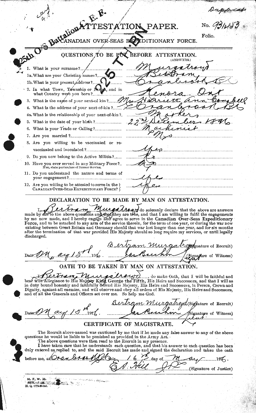 Personnel Records of the First World War - CEF 512573a