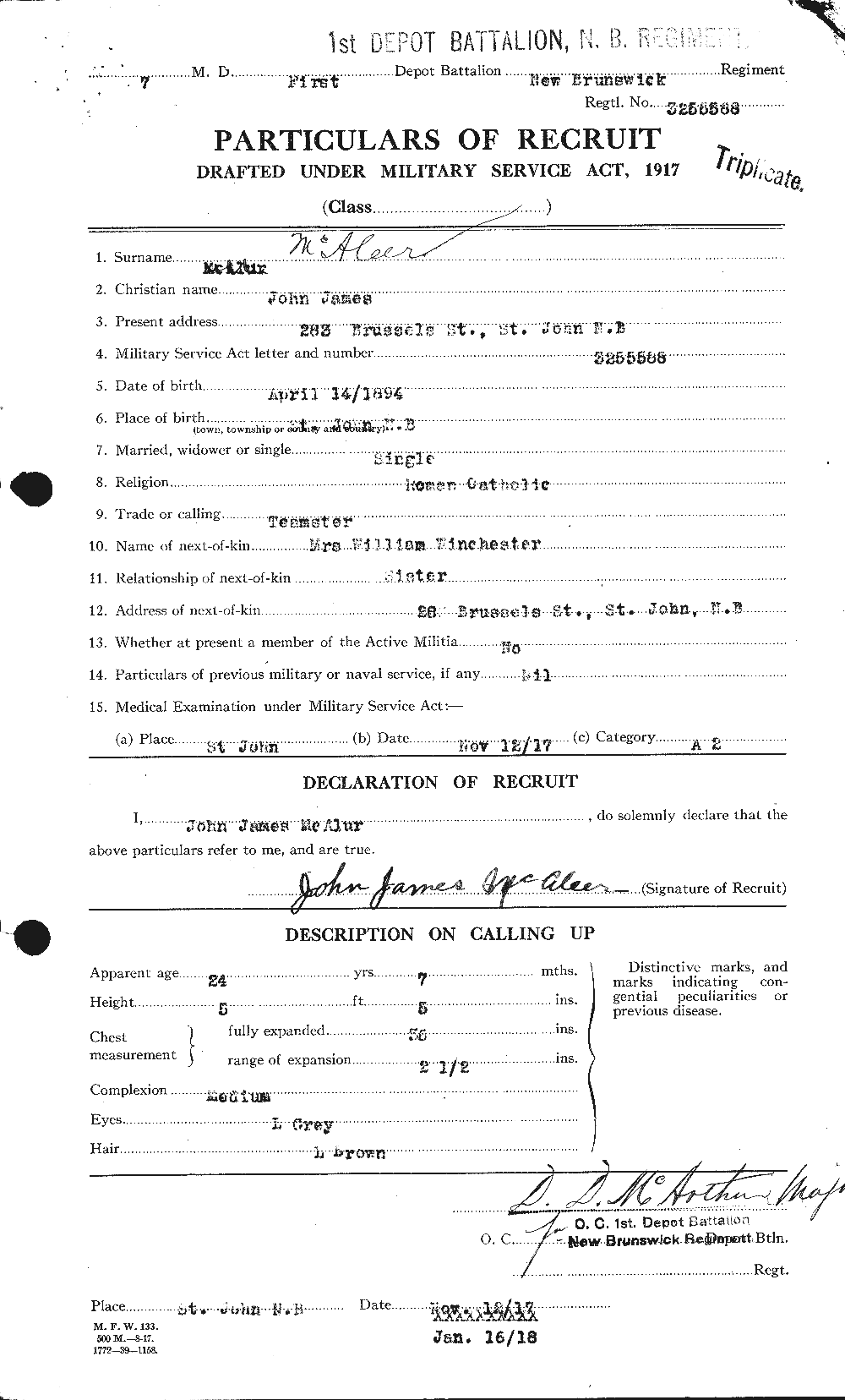 Dossiers du Personnel de la Première Guerre mondiale - CEC 513078a