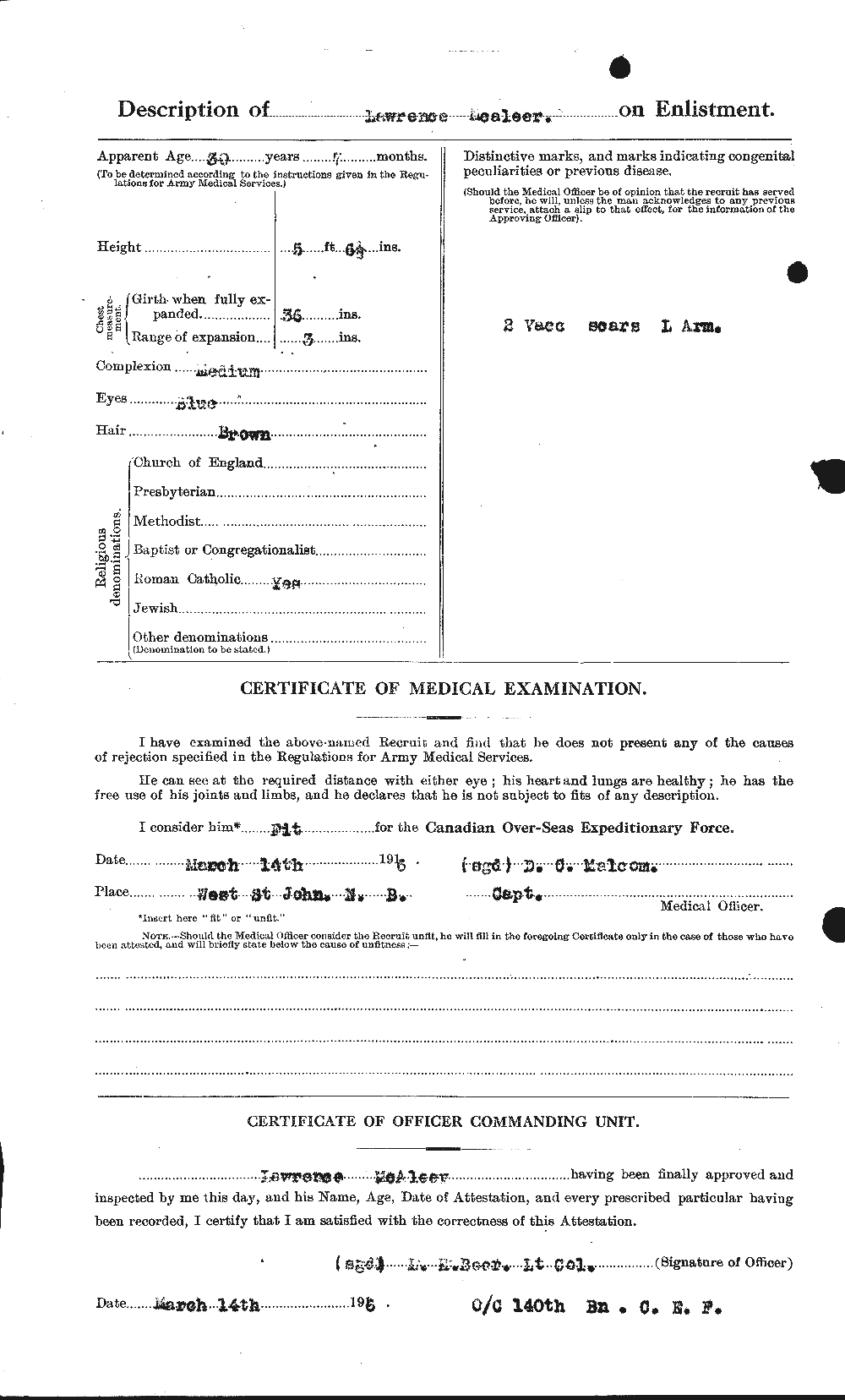 Dossiers du Personnel de la Première Guerre mondiale - CEC 513082b