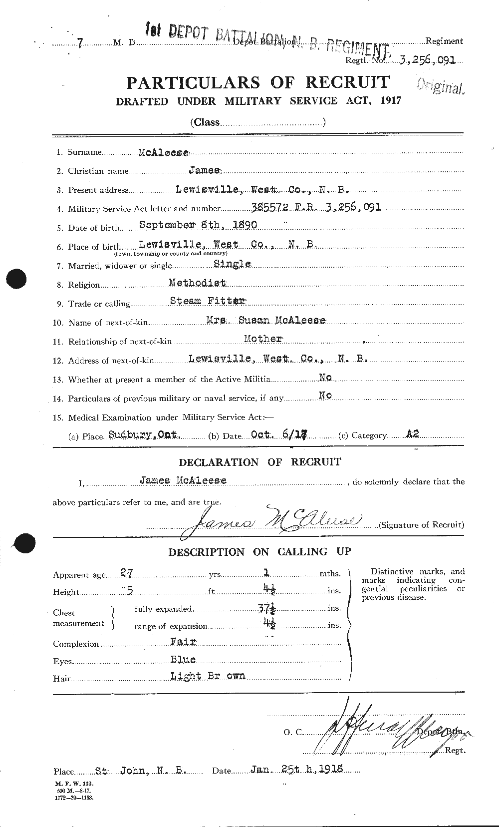 Dossiers du Personnel de la Première Guerre mondiale - CEC 513093a