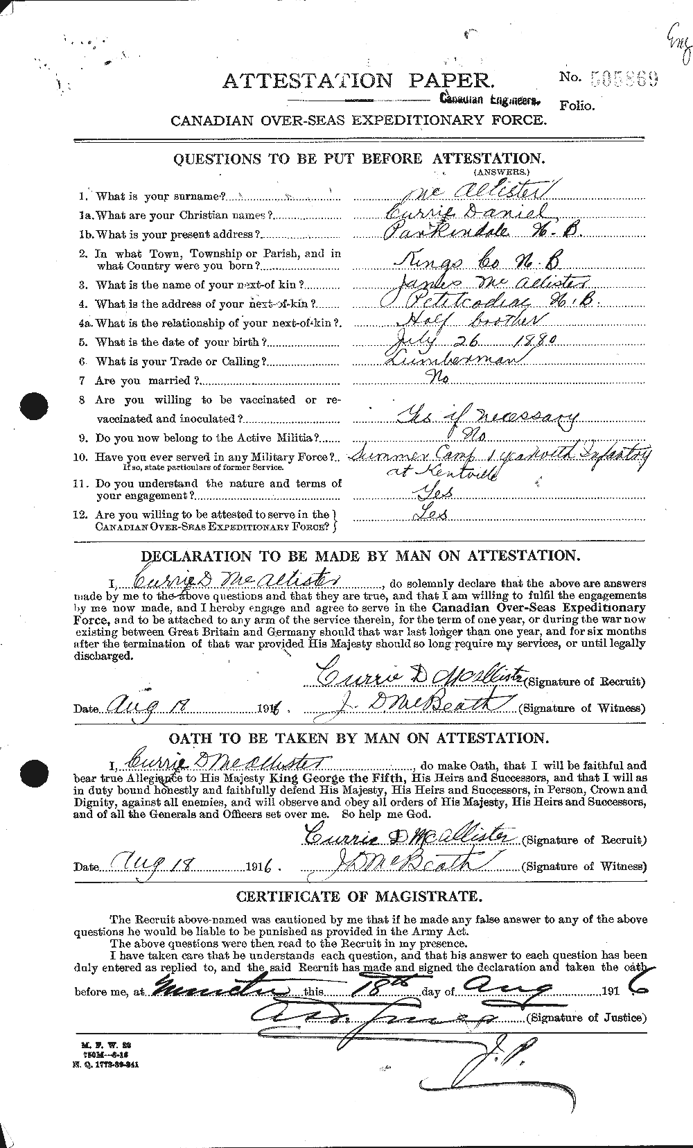 Personnel Records of the First World War - CEF 513168a