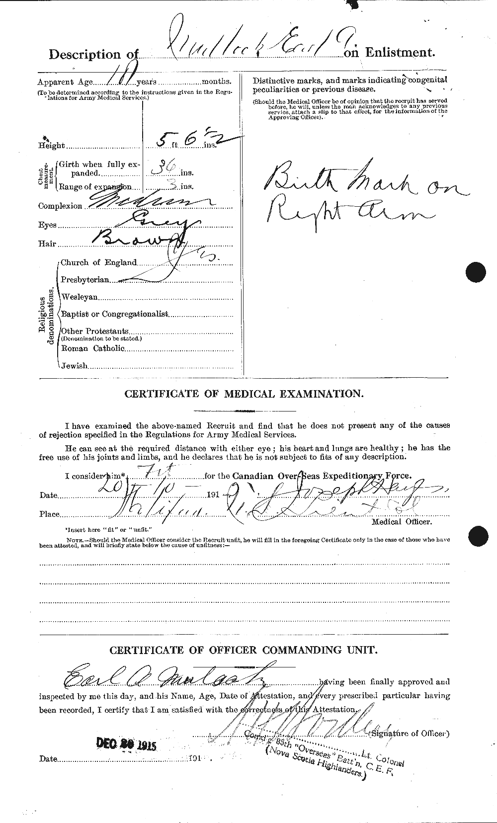 Dossiers du Personnel de la Première Guerre mondiale - CEC 513544b