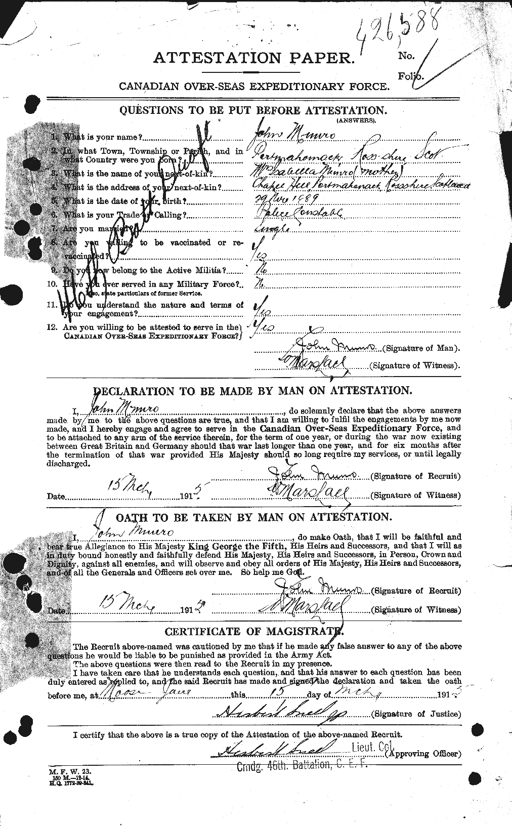 Personnel Records of the First World War - CEF 513927a