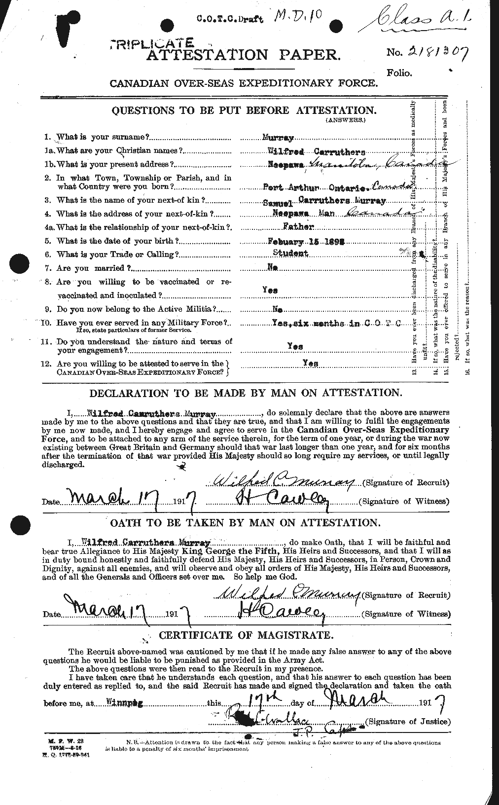 Personnel Records of the First World War - CEF 514212a