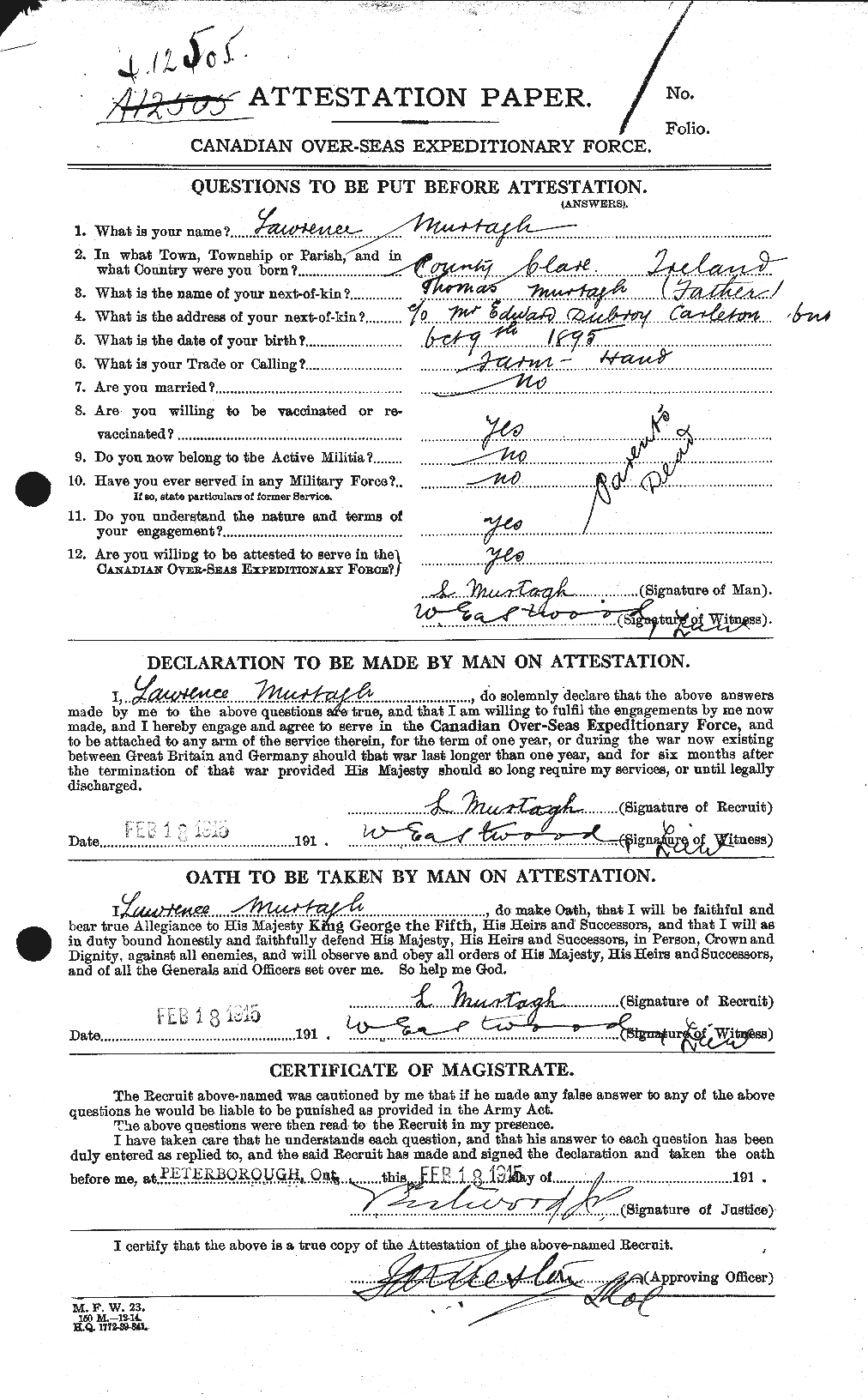 Personnel Records of the First World War - CEF 514869a