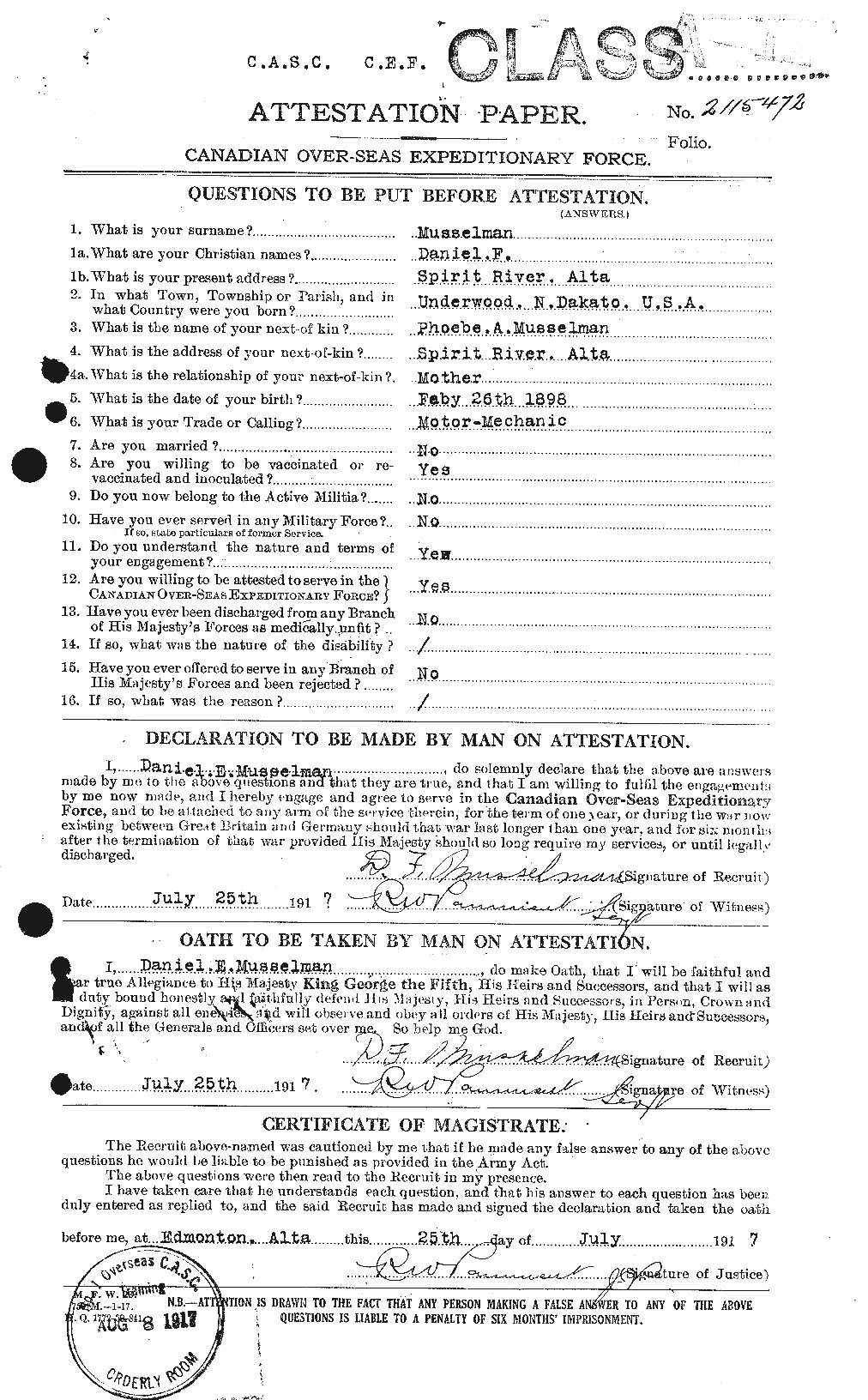 Personnel Records of the First World War - CEF 515019a