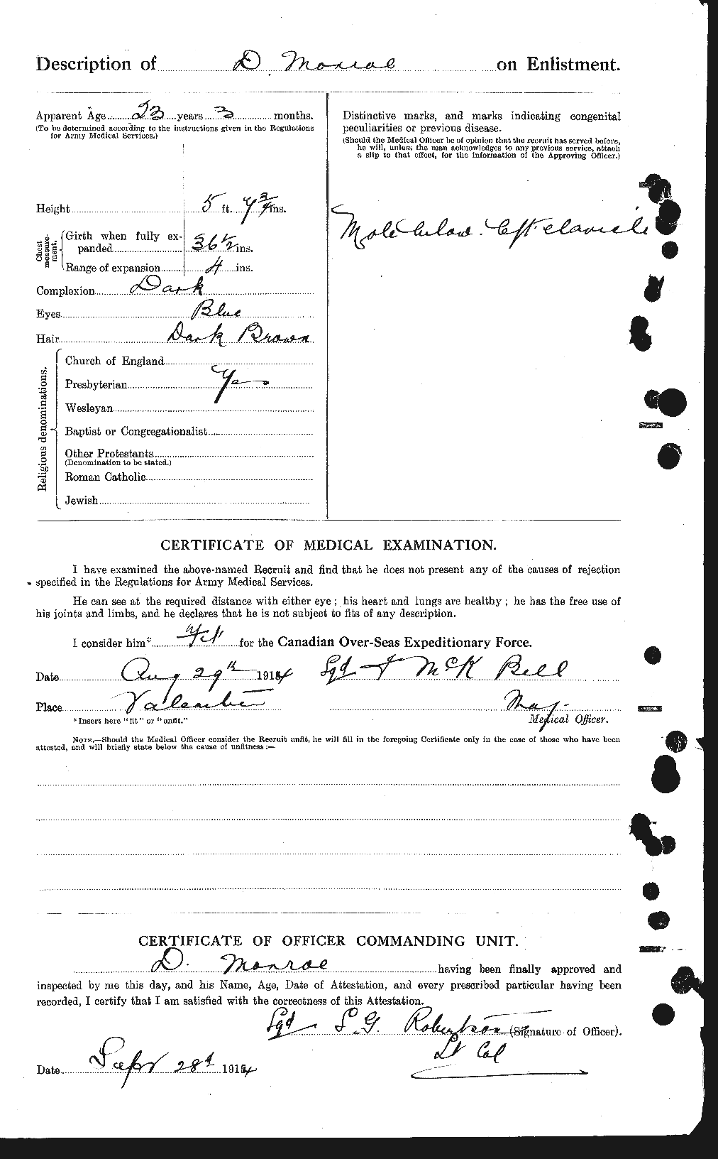 Dossiers du Personnel de la Première Guerre mondiale - CEC 515490b