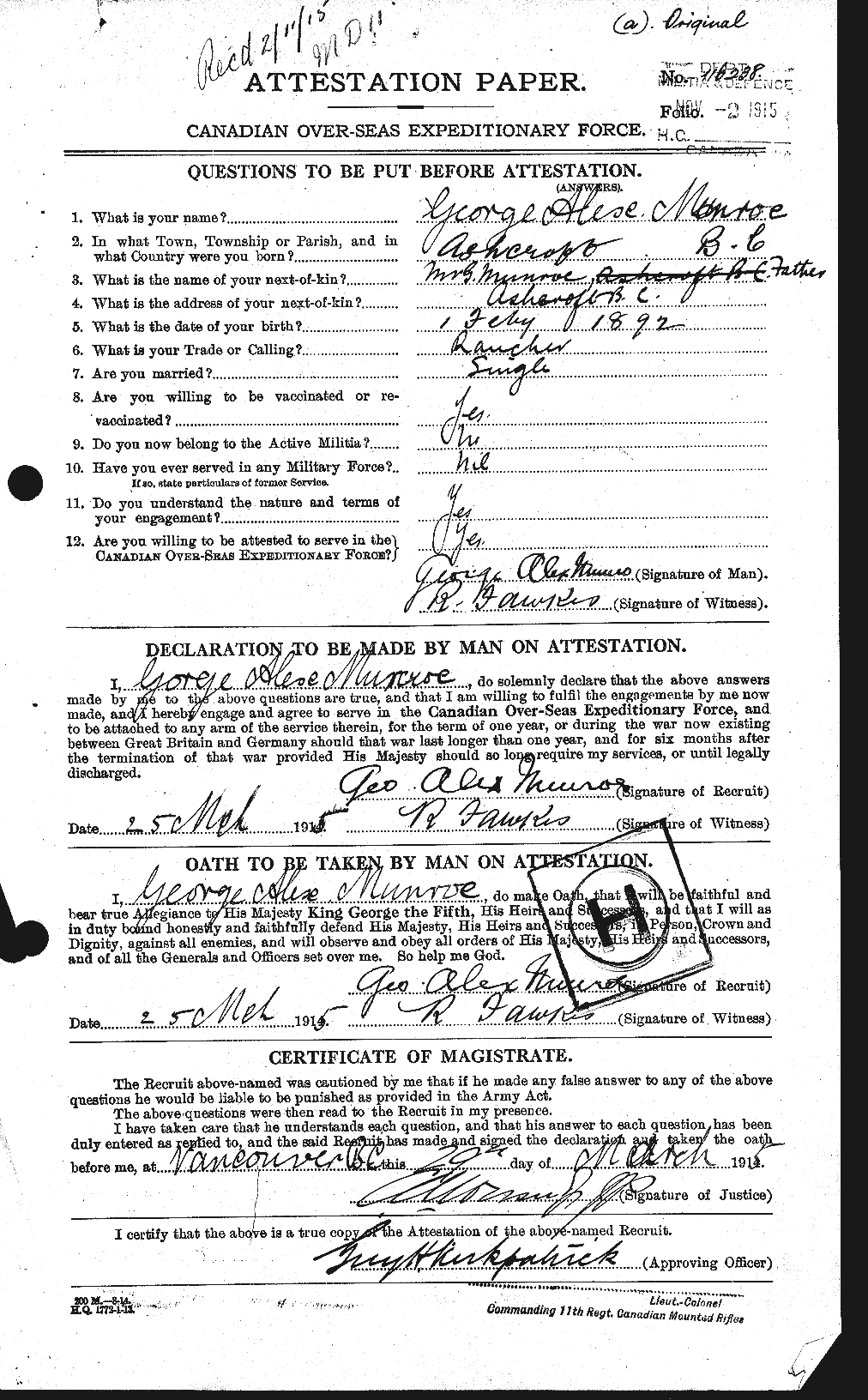 Personnel Records of the First World War - CEF 515508a