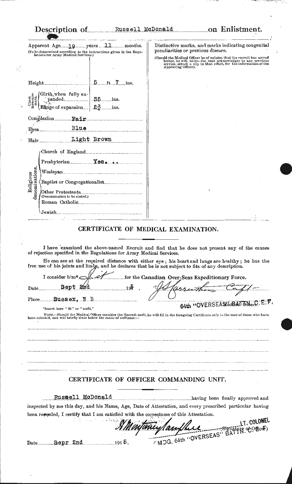 Dossiers du Personnel de la Première Guerre mondiale - CEC 515868b
