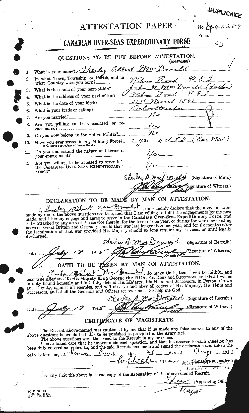 Personnel Records of the First World War - CEF 515887a