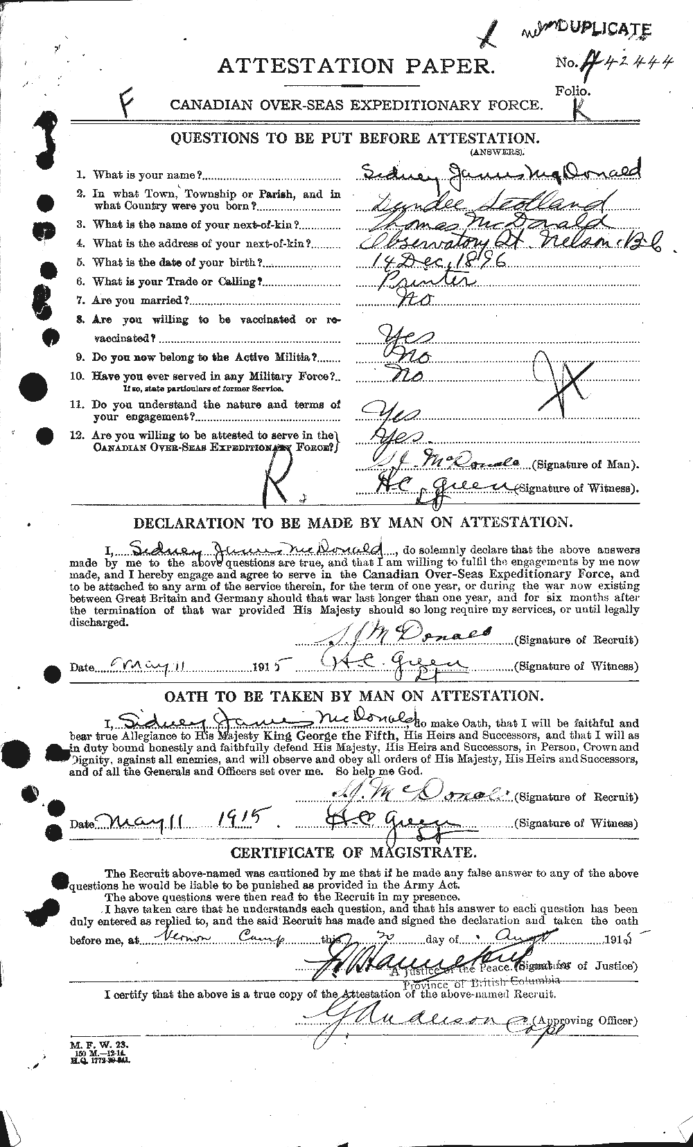 Personnel Records of the First World War - CEF 515890a