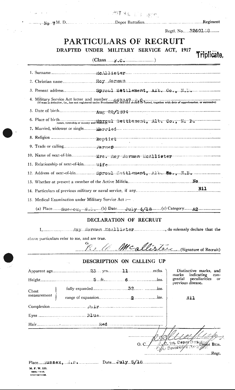 Dossiers du Personnel de la Première Guerre mondiale - CEC 515997a