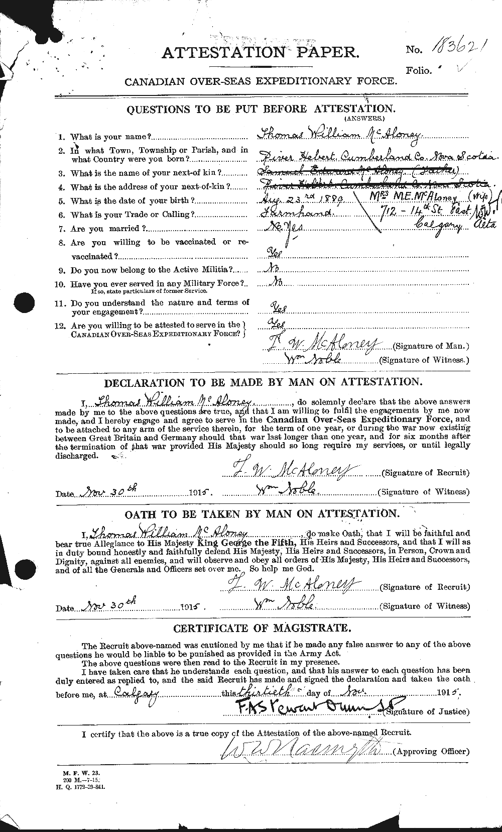 Personnel Records of the First World War - CEF 516049a
