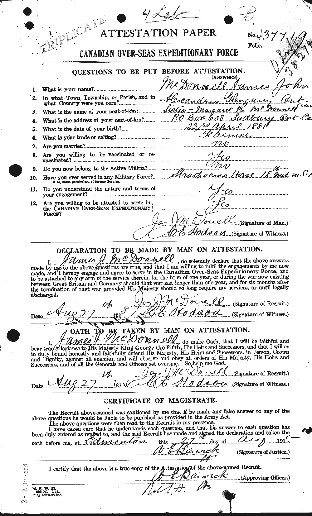 Personnel Records of the First World War - CEF 516169a