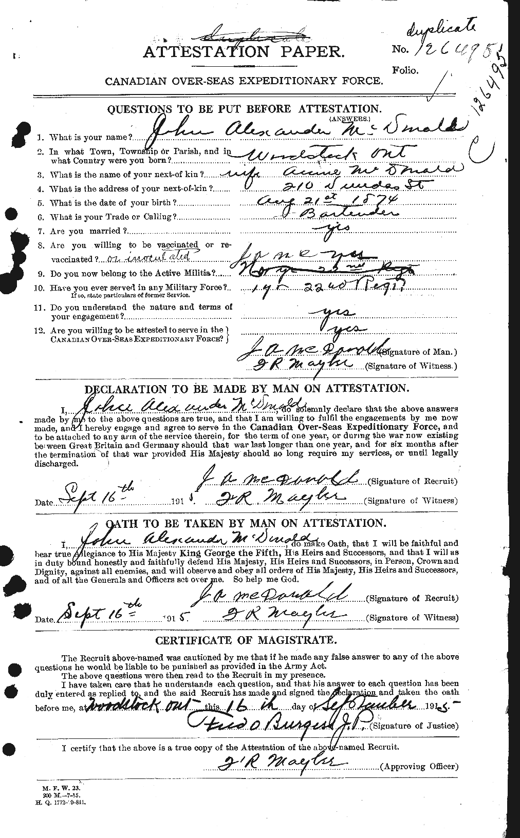 Personnel Records of the First World War - CEF 516502a