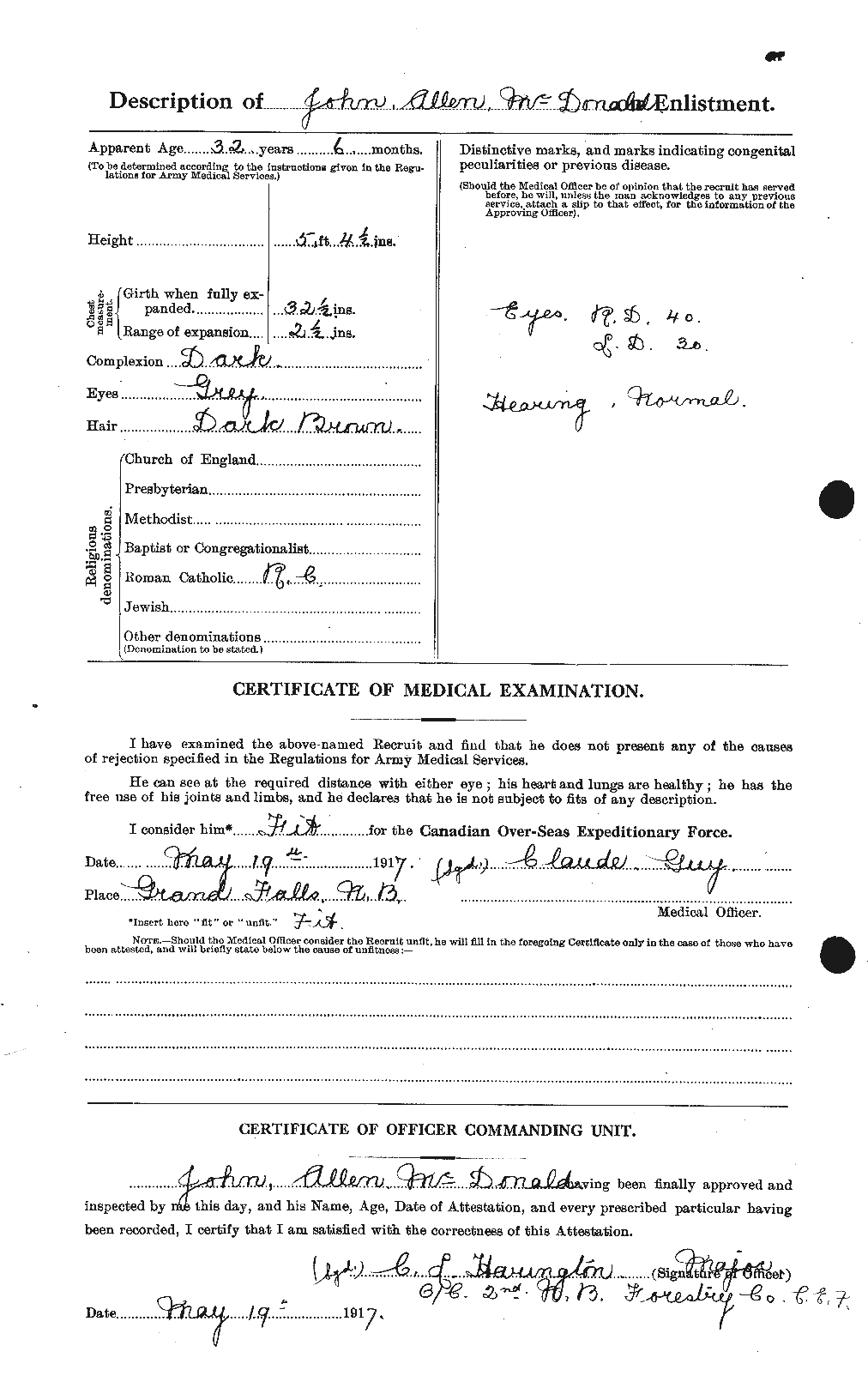 Dossiers du Personnel de la Première Guerre mondiale - CEC 516521b