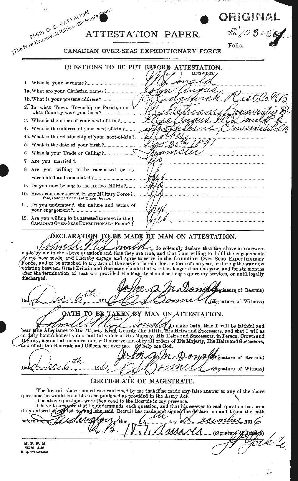 Personnel Records of the First World War - CEF 516547a