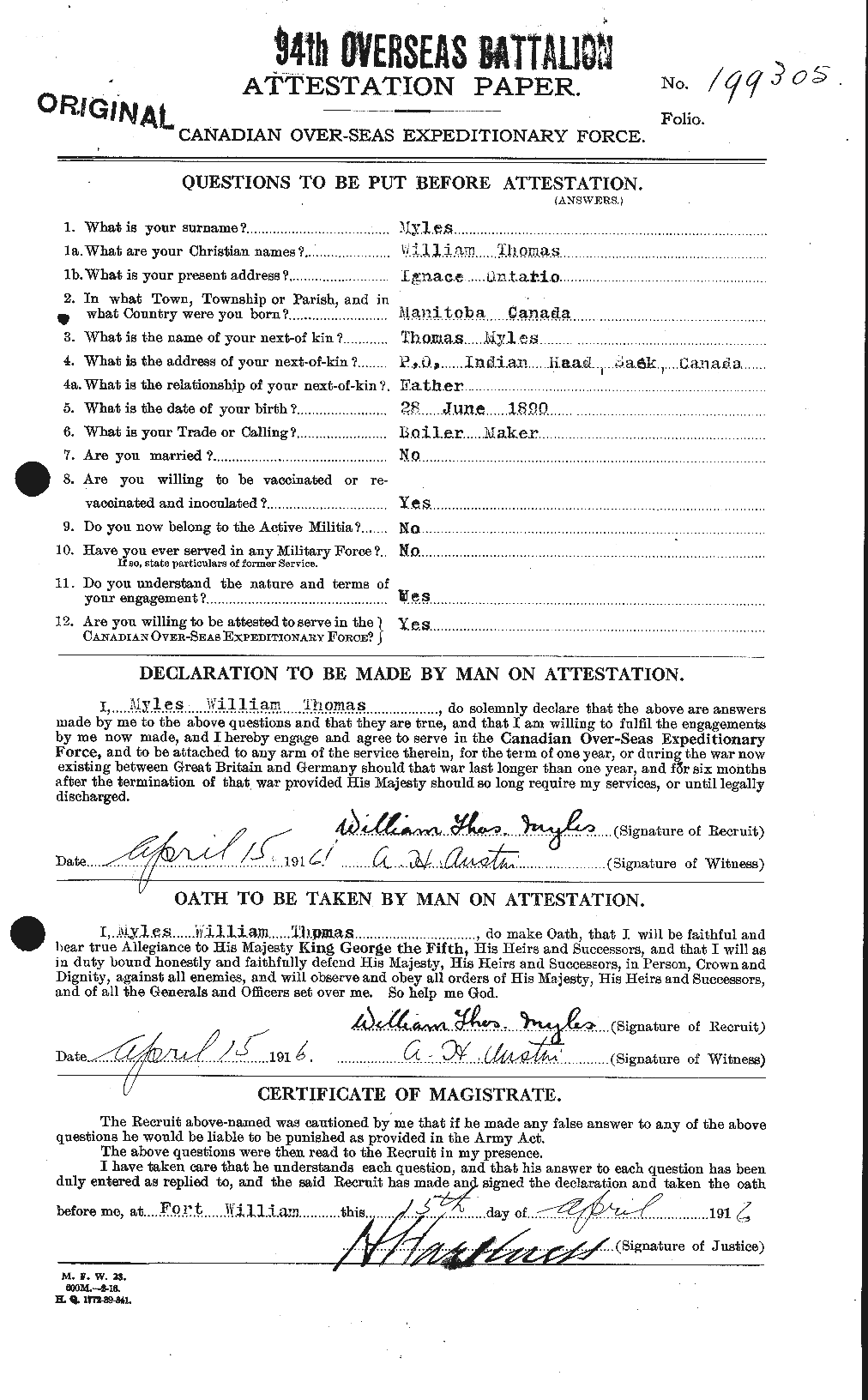 Personnel Records of the First World War - CEF 516944a