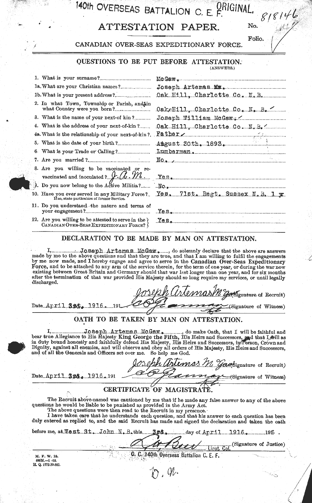 Personnel Records of the First World War - CEF 517054a