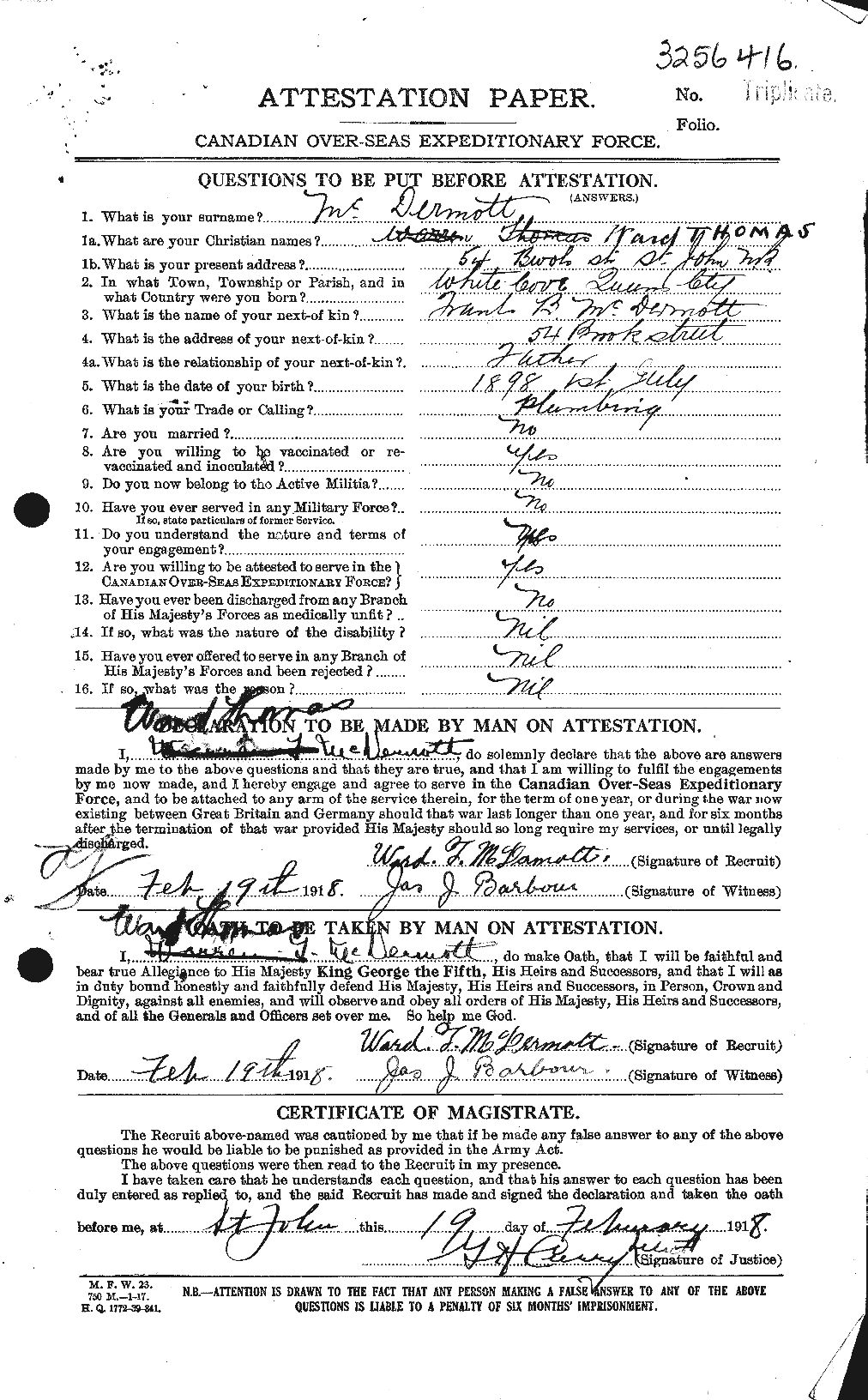 Personnel Records of the First World War - CEF 517096a