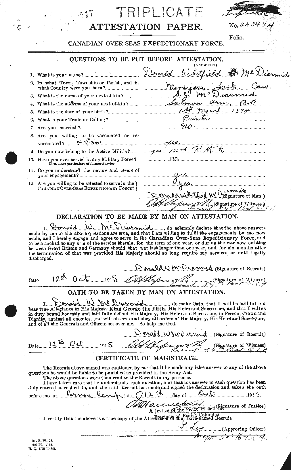Personnel Records of the First World War - CEF 517142a