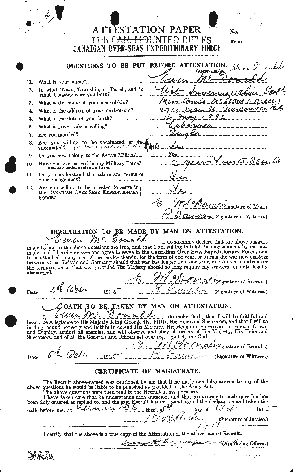 Personnel Records of the First World War - CEF 517388a