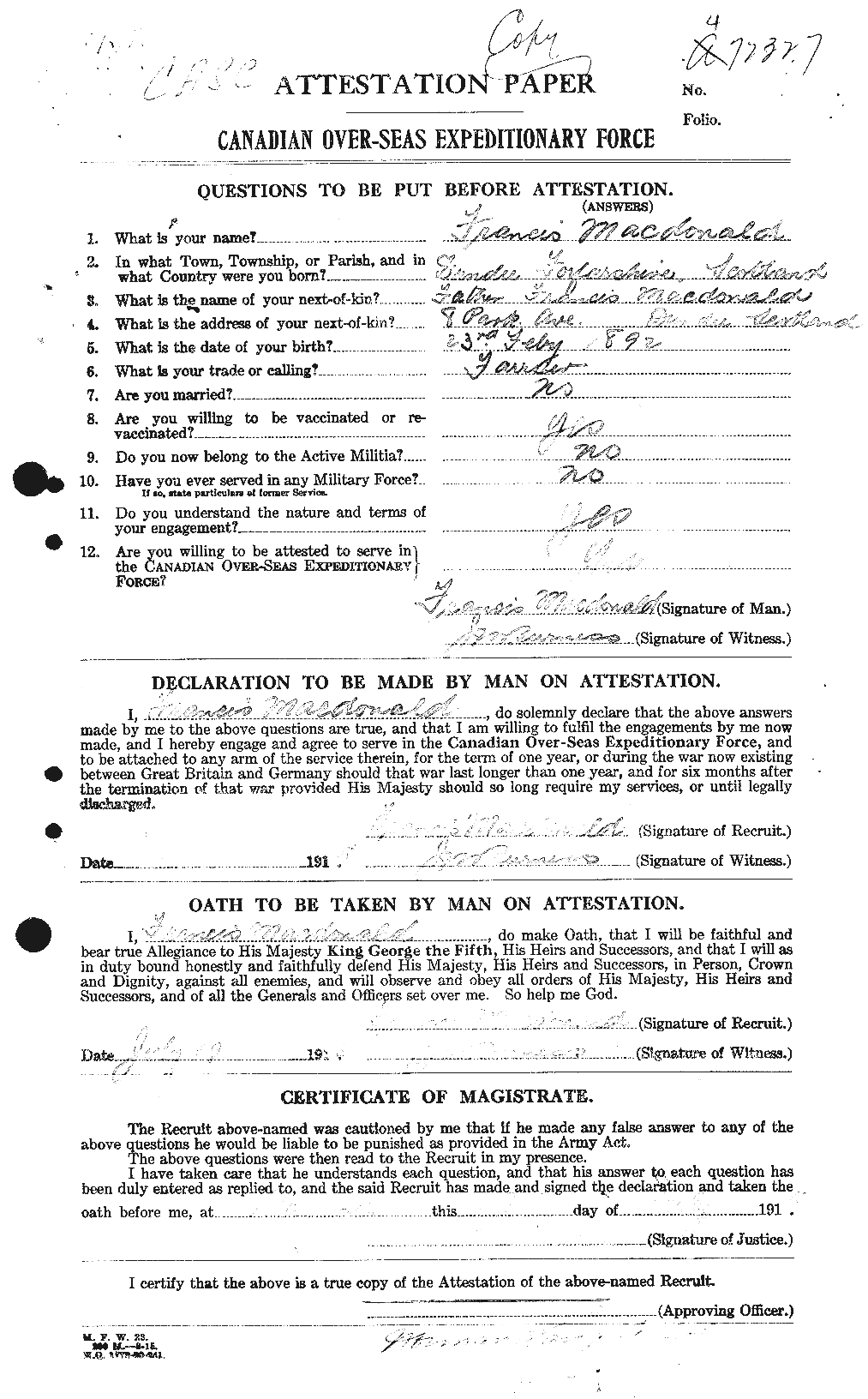 Personnel Records of the First World War - CEF 517423a