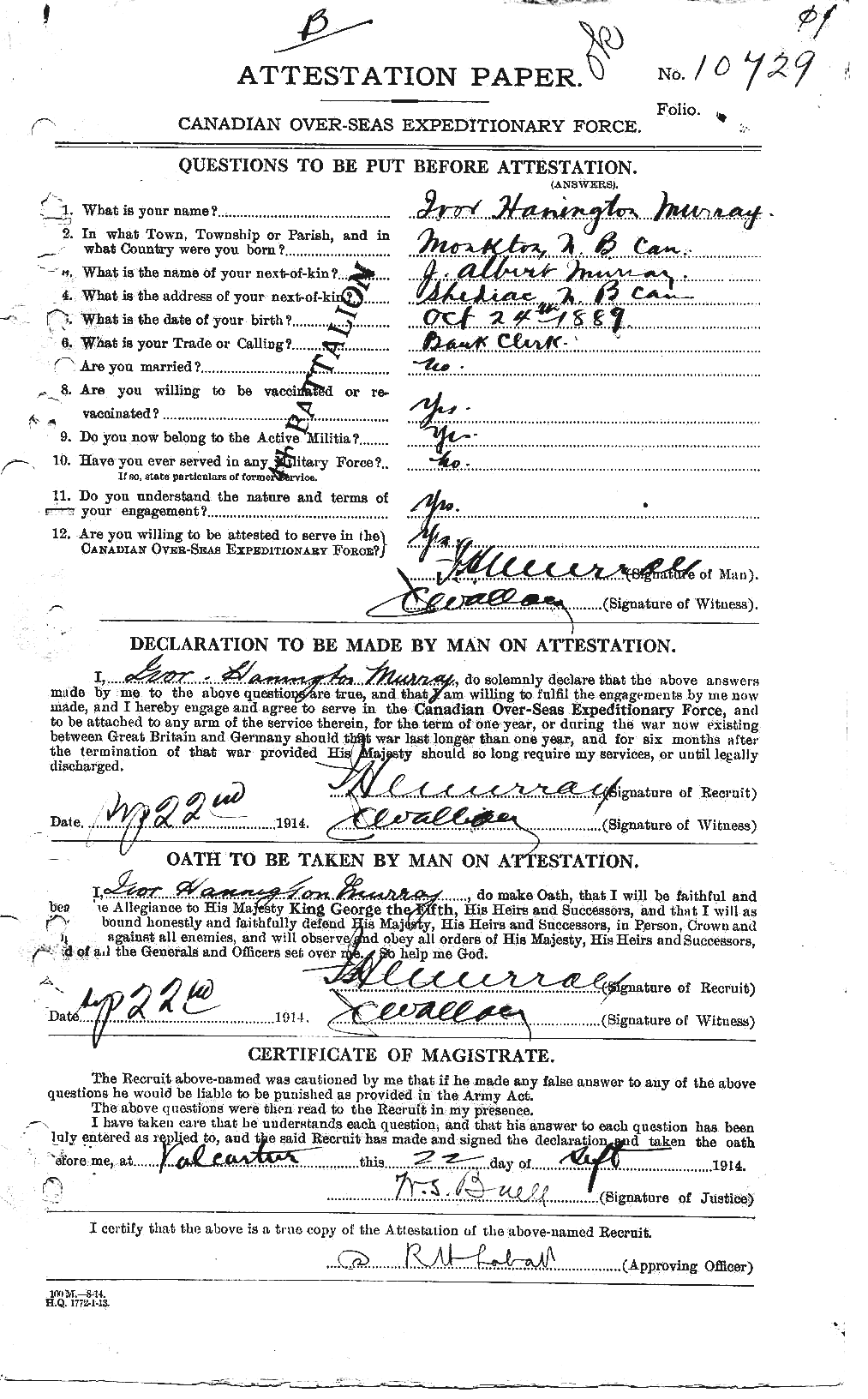 Personnel Records of the First World War - CEF 518002a