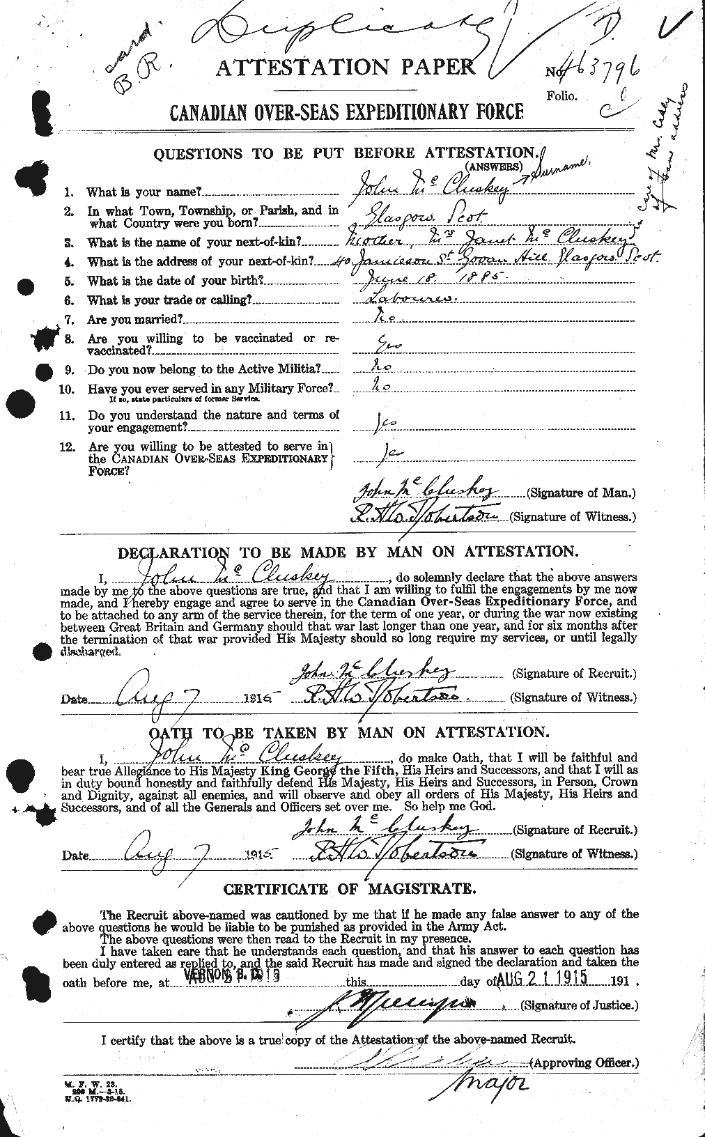 Personnel Records of the First World War - CEF 518069a