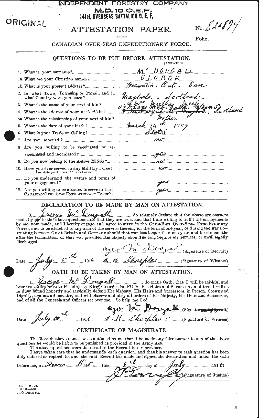 Personnel Records of the First World War - CEF 518111a