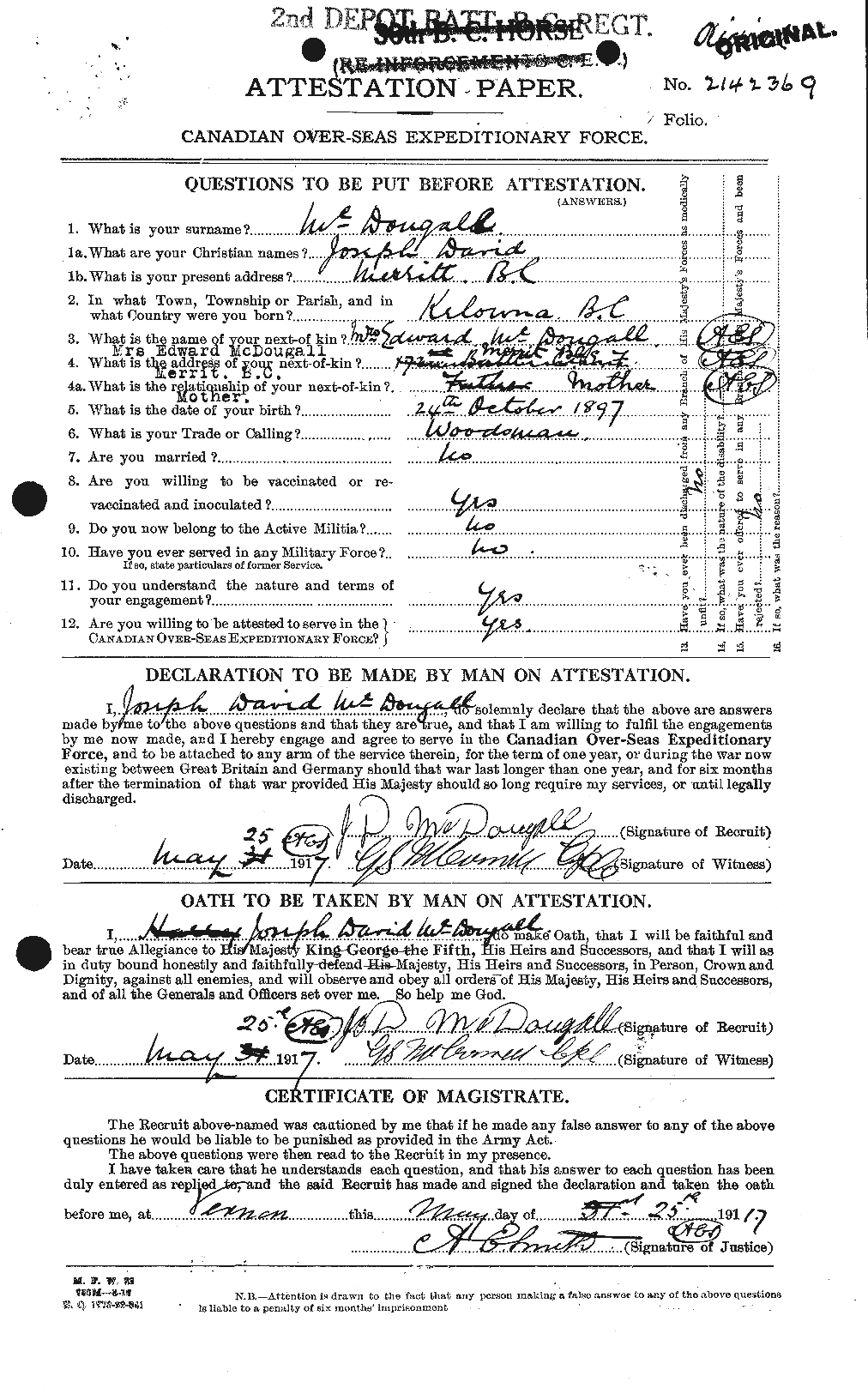 Personnel Records of the First World War - CEF 518299a