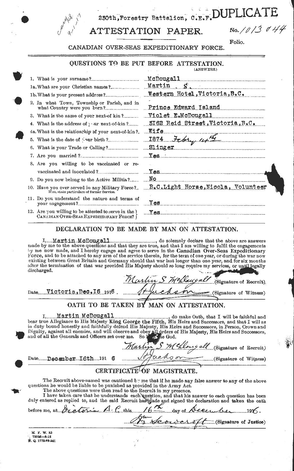 Personnel Records of the First World War - CEF 518319a