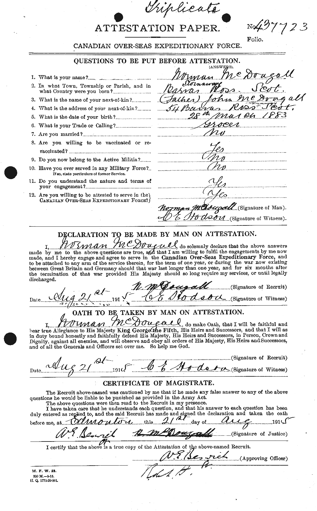 Personnel Records of the First World War - CEF 518344a
