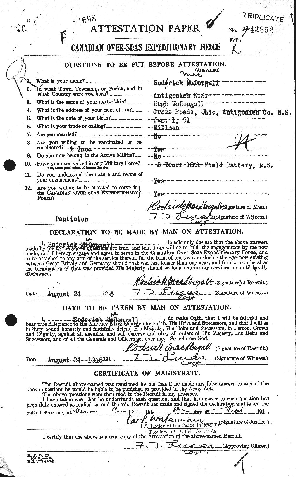 Personnel Records of the First World War - CEF 518380a