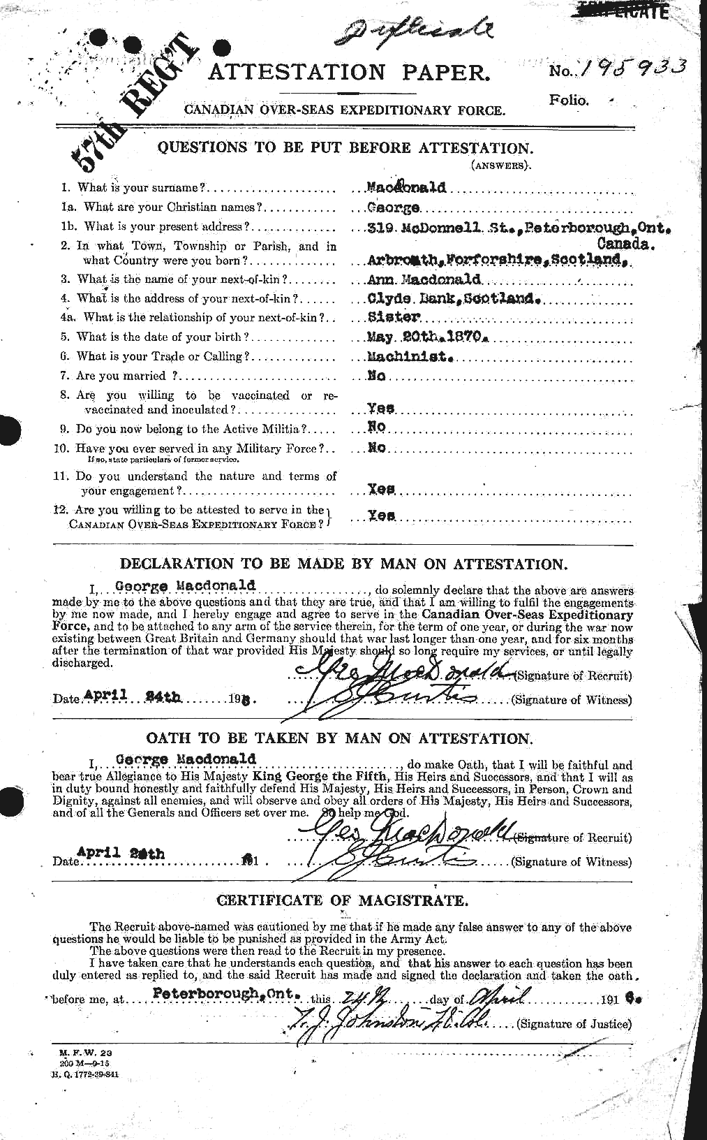 Personnel Records of the First World War - CEF 518769a